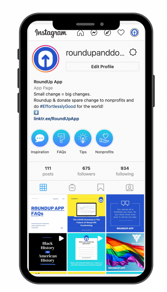 RoundUp App Instagram page