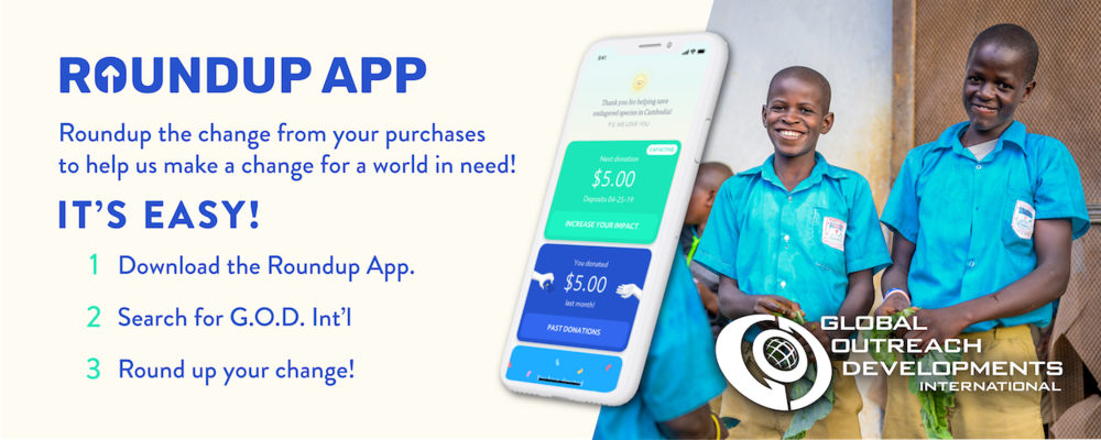 Global Outreach Developments Facebook Cover Image promoting RoundUp App